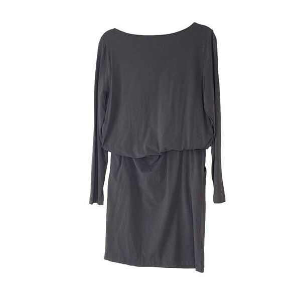 Garnet Hill Gray Cotton Stretch Wide Neck Pullover Dress Medium - Picture 2 of 9